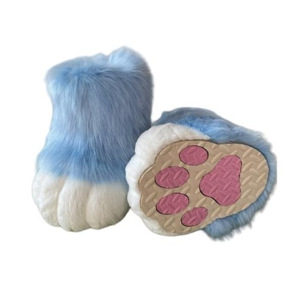 着ぐるみ ケモノ足 ライトブルー Mサイズ 22.5~24CM ケモノ脚 ファースーツ ケモノ fursuit ぬいぐるみ コスプレ コスチューム kigurumi