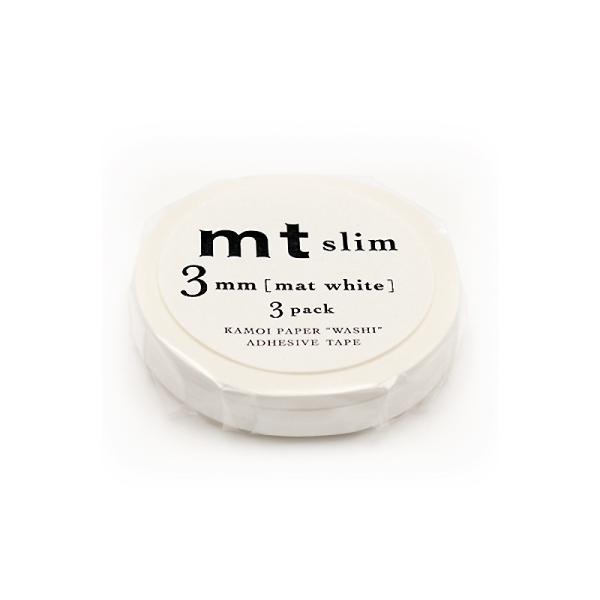 マスキングテープ カモ井加工紙 mt slim マットホワイト 3mm×10m 3巻入 MTSLIMS12 別途送料 送料140円〜