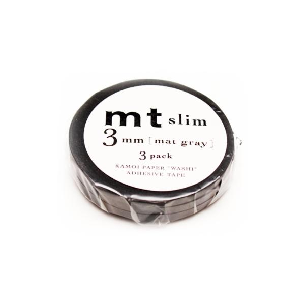 マスキングテープ カモ井加工紙 mt slim マットグレー 3mm×10m 3巻入 MTSLIMS13 別途送料 送料140円〜