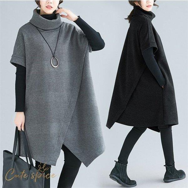 ハイネックワンピース 重ね着ワンピース ひざ丈 半袖 体型カバー レディース 膝丈 着痩せ コーデ 不規則 定番 大きいサイズ ゆったり チュニック 秋 冬 おしゃれ Ppap Picoo 通販 Yahoo ショッピング