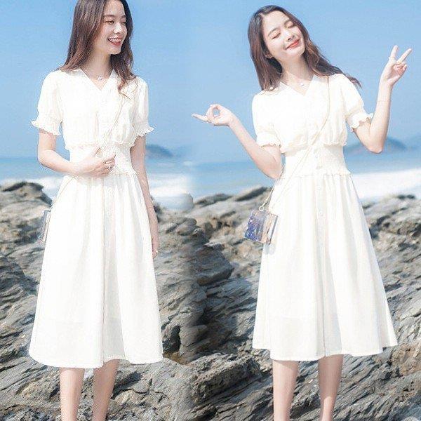 ワンピース レディース オシャレ 夏 白 ワンピ ホワイト 膝丈ワンピース 半袖 着痩せ Aライン お出かけ 30代40代 Ppapxrx Picoo 通販 Yahoo ショッピング