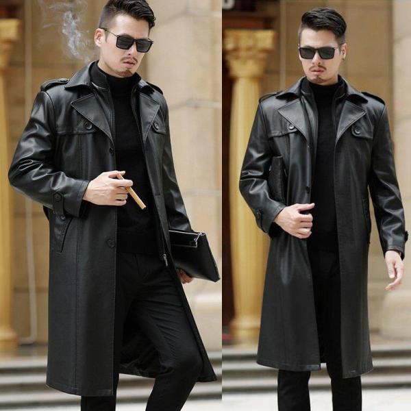 お買い得 最新 ロングコート 紳士 メンズコート レザージャケット ライダースジャケット レザージャケット Hlt No