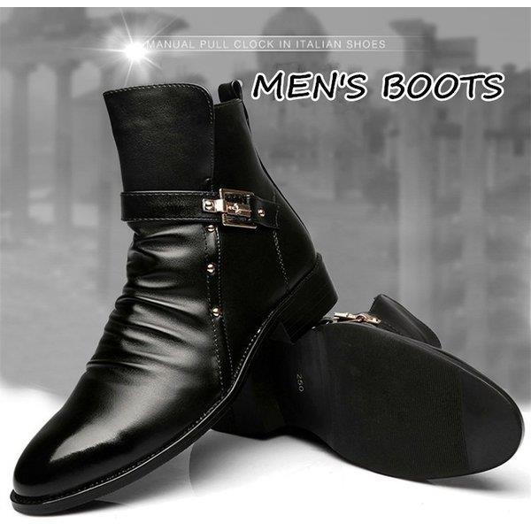 革ブーツメンズ 冬 紳士靴 防寒 冬物 エンジニアブーツ ミリタリーブーツ 革靴 ワークブーツ Puレザー ロングブーツ ブラック Allwood Com Br