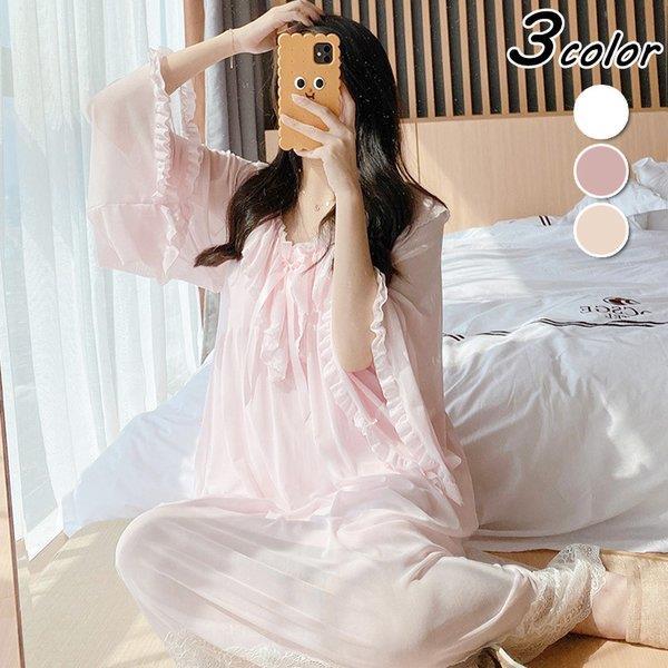 ネグリジェ 春夏秋 姫 ネグリジェ ワンピース ロング丈 レースネグリジェ シースルー 長袖 ネグリジェ パジャマ レディース 大人可愛い オシャレ新作 3色 Xrxqiuku Picoo 通販 Yahoo ショッピング