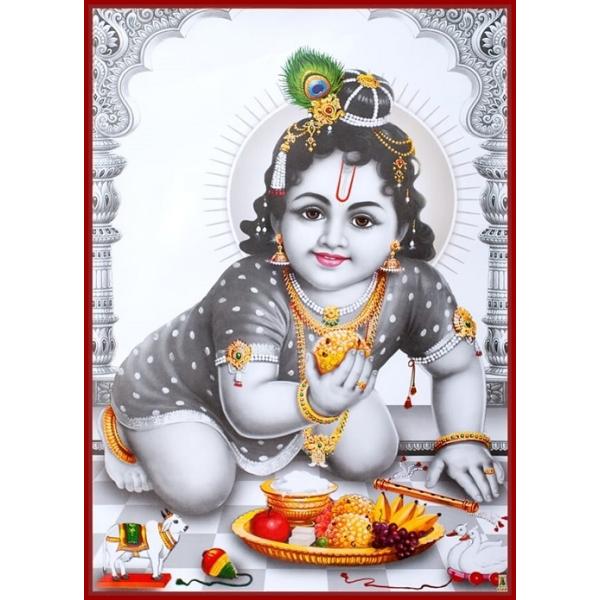 インドの神様 クリシュナ神(幼少期) お守りカード[002] ラミネート加工済み　India God【Krishna(Childhood)】Small Card (Charm) ※The card is laminated.