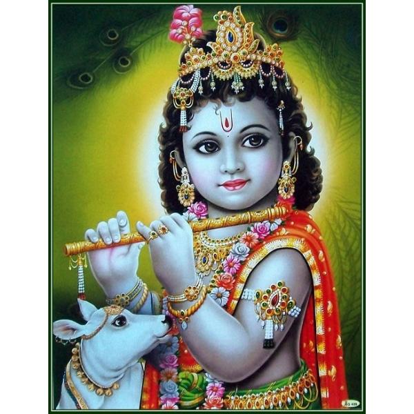 インドの神様 クリシュナ神(幼少期) お守りカード[004]　India God【Krishna(Childhood)】Small Card (Charm)