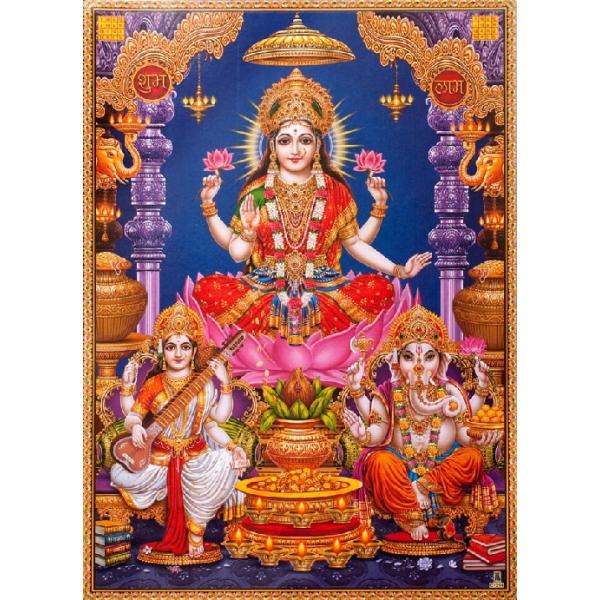 インドの神様 ラクシュミー/ガネーシャ/サラスヴァティ―神 お守りカード[002] India God【Lax/Gane/Sara】Small Card (Charm)