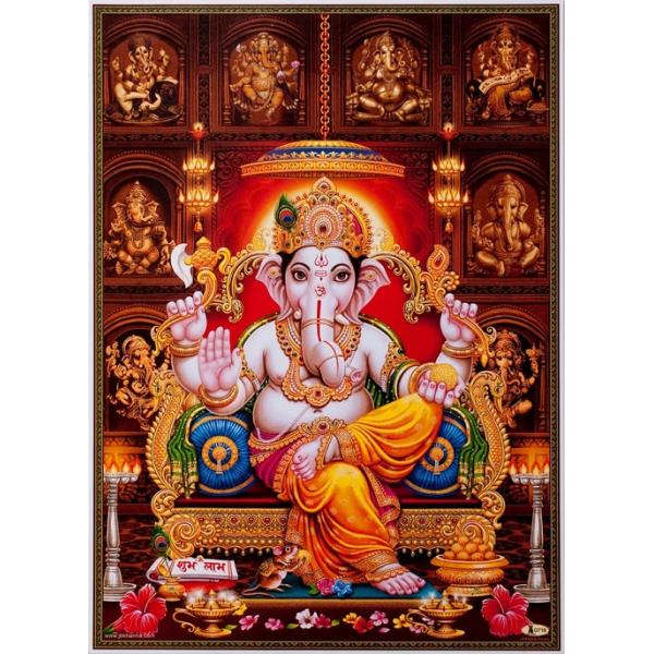 インドの神様 ガネーシャ神 お守りステッカー×1枚[004]　India God【Ganesa】Small sticker (Charm)【富】【商業】【学問】【繁栄】【成功】【群衆の長】