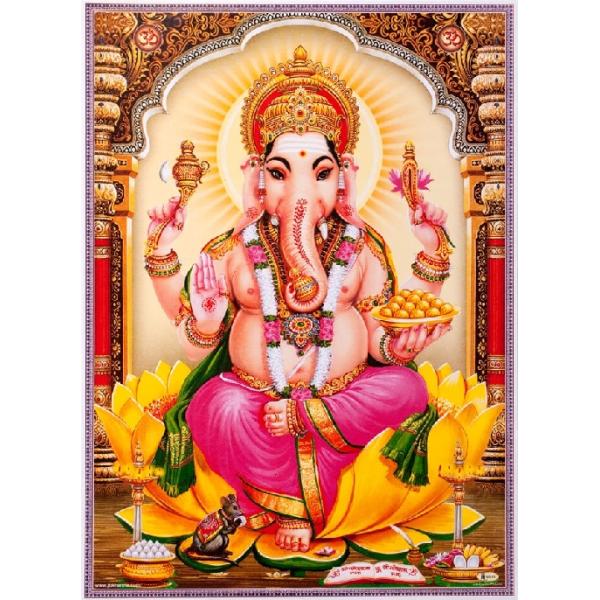 インドの神様 ガネーシャ神 お守りステッカー×1枚[005]　India God【Ganesa】Small sticker (Charm)【富】【商業】【学問】【繁栄】【成功】【群衆の長】