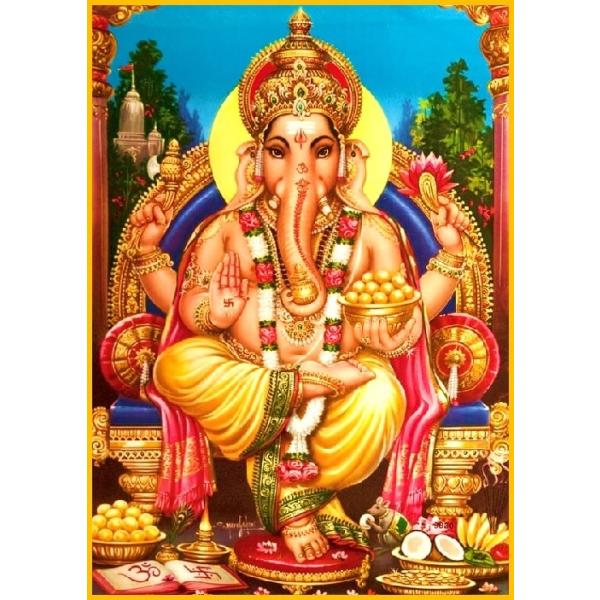 インドの神様 ガネーシャ神 お守りステッカー×1枚[007]　India God【Ganesa】Small sticker (Charm)【富】【商業】【学問】【繁栄】【成功】【群衆の長】