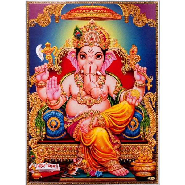 インドの神様 ガネーシャ神 お守りステッカー×1枚[008]　India God【Ganesa】Small sticker (Charm)【富】【商業】【学問】【繁栄】【成功】【群衆の長】