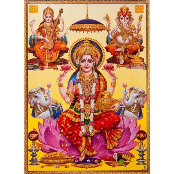 インドの神様 ラクシュミー/ガネーシャ/サラスヴァティ―神 お守りステッカー[004] India God【Lax/Gane/Sara】Small Sticker (Charm)