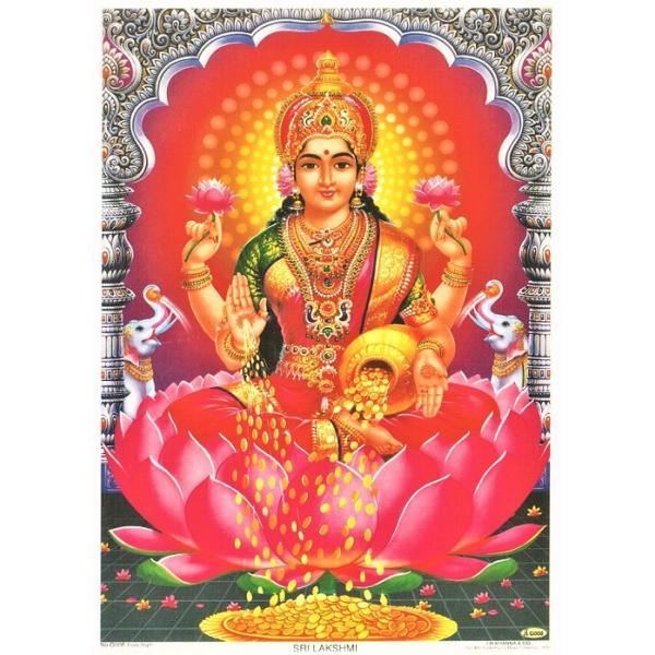 インドの神様 ラクシュミー神 お守りステッカー×1枚[001] India God【Laxmi】Small Sticker (Charm)