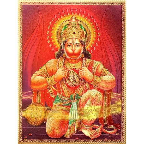 インドの神様 ハヌマーン神 お守りステッカー×1枚[011] India God【Hanuman】Small Card (Charm) 【猿の神】【風の神】【戦いの神】