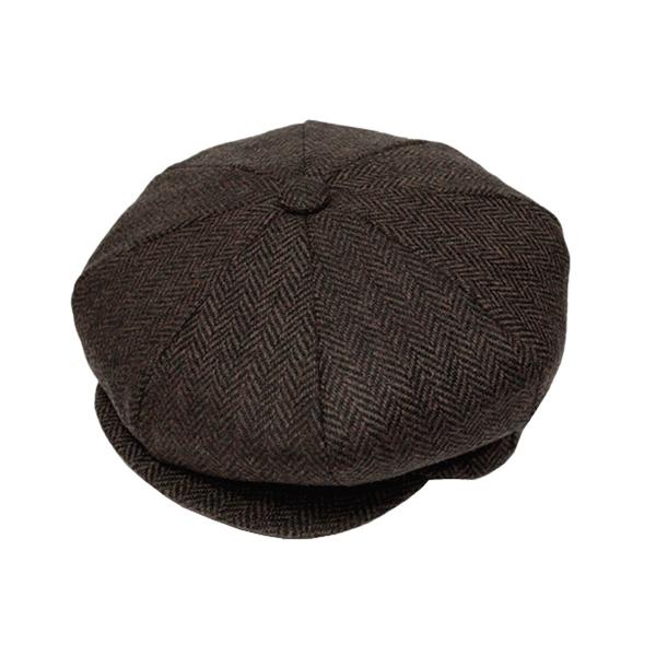 New York Hat ニューヨークハット ハンチング 9038 HERRINGBONE NEWSBOY Brown ver2 メンズ レディース