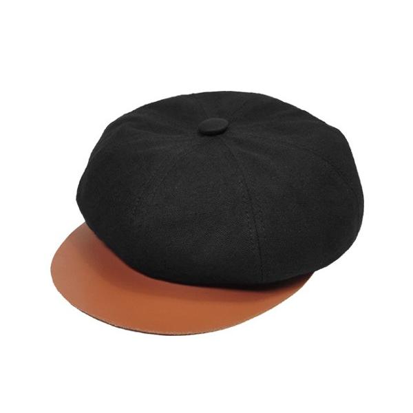 New York Hat ニューヨークハット 6205 CanvasLeather Spitfire BLACK レザー キャスケット メンズ レディース