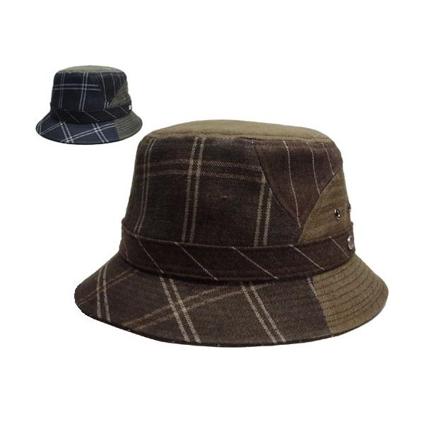 ボルサリーノ Borsalino パッチワークサハリハット BS463 茶 紺 メンズ レディース