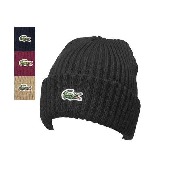 LACOSTE ラコステ ニット帽 L1240 クロ コン ベージュ ワイン ウール わに メンズ レディース ユニセックス