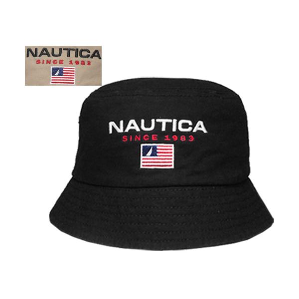 NAUTICA ノーティカ NT065 SORTY LOGO EMB BUCKE HAT BLACK BEIGE サハリハット ストリート メンズ レディース 男女兼用