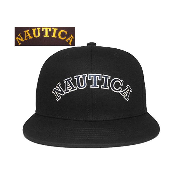 NAUTICA ノーティカ NT061 COLLEGE LOGO FLAT VISOR CAP BLACK BROWN コットンキャップ メンズ レディース 男女兼用