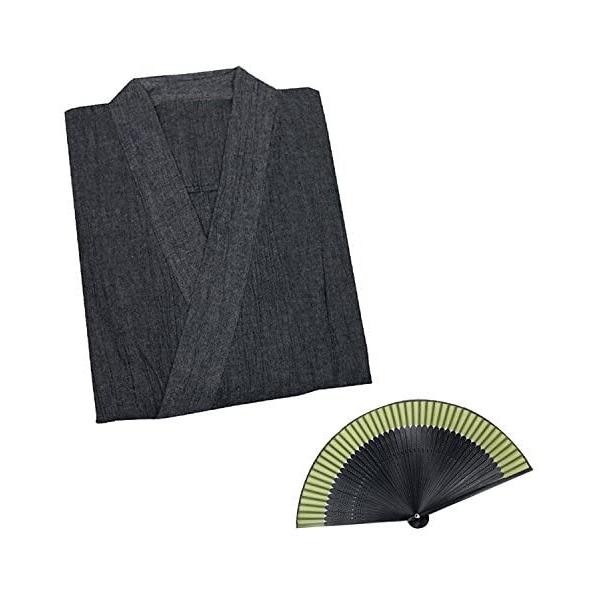 キョウエツ Kyoetsu メンズ作務衣お祝いセット 楊柳 父の日 誕生日 作務衣 扇子 包装 グレー 5l Supersport Tn