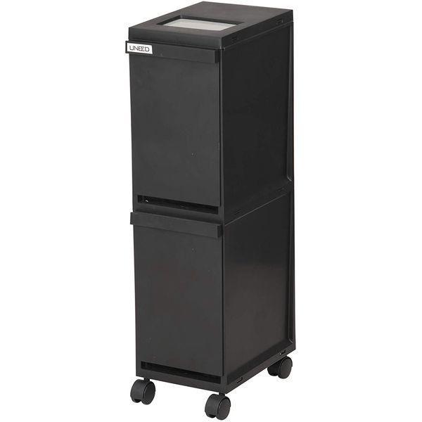 新輝合成 ユニード多段スリムペール2段 ブラック スリム新輝合成 ユニード多段スリムペール2段 ブラック スリム●売れ筋ユニードシリーズに、ついに多段タイプが登場。スリムでシンプルなスタイリング。プッシュ＆引き出し分別。●上からさっと捨てら...