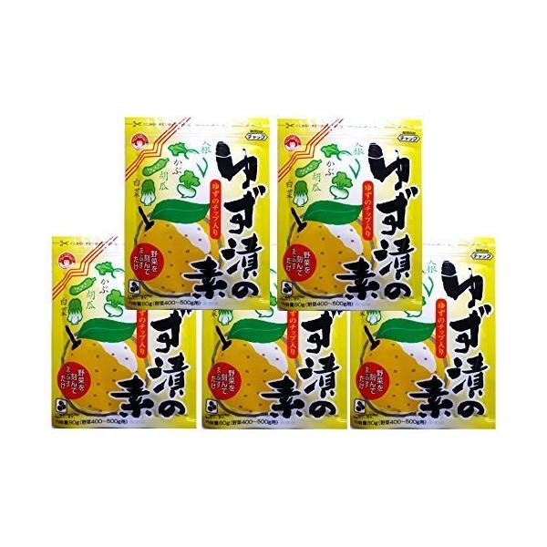 「商品情報」原材料　砂糖、食塩、粉末醸造酢、ゆず、うこん、調味料(アミノ酸等)、トレハロース、酸味料、酸化防止剤(ビタミンC)、香料、(原材料の一部に大豆を含む) 規格80ｇ（野菜約400ｇ用）×5袋 商品説明　刻んだ野菜ともみ漬するだけで...