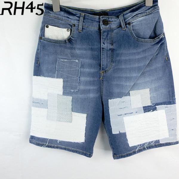 RH45 デニム ハーフパンツ ショート メンズ  ストレッチ EDSEL ND03A DENIM SHORT PYTHON LEATHER DETAIL MADE IN ITALY イタリア製