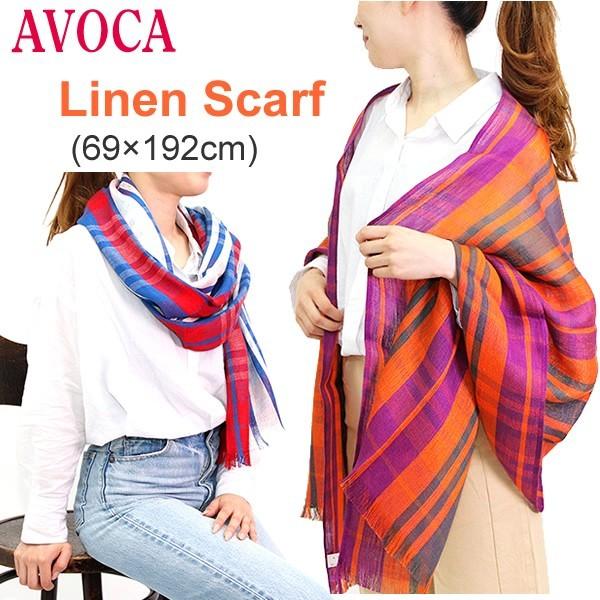 新品AVOCA アヴォカ麻リネン100% スカーフ大判ストール