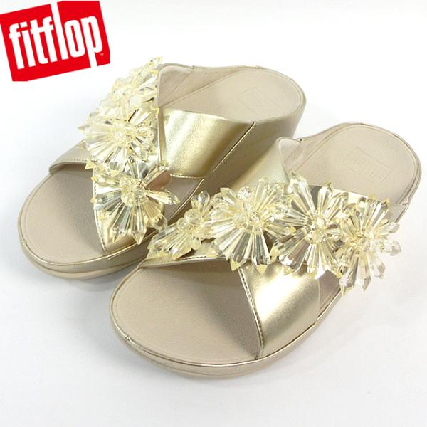 フィットフロップ  サンダル レディース FITFLOP  RUMBA スターバーストビーズ クロス スライド IH1-675 PLATINO