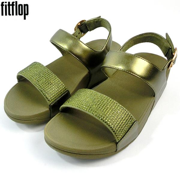 フィットフロップ  サンダル レディース 厚底  FITFLOP LULU CRYSTAL EMBELLISHED BACK-STRAP SANDALS EC3-C14 CAMO GREEN
