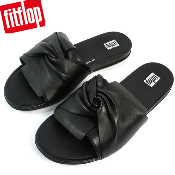 フィットフロップ  サンダル レディース  FITFLOP  GRACIE SOFT-TWIST LEATHER SLIDES  JA6-090 ブラック