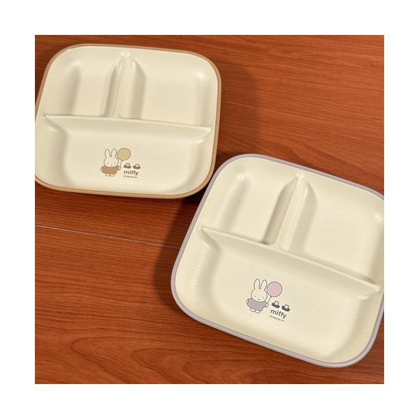 MIFFY/ミッフィー スクエアワンプレートL 木目調 樹脂食器シリーズ DBM-3569-70 / ベージュ グレー