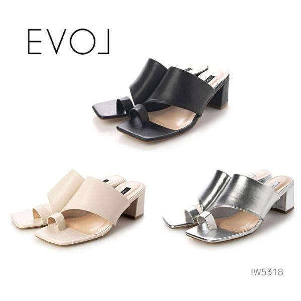 EVOL（イーボル） スクエアトング5.3cmヒールサンダル IW5318