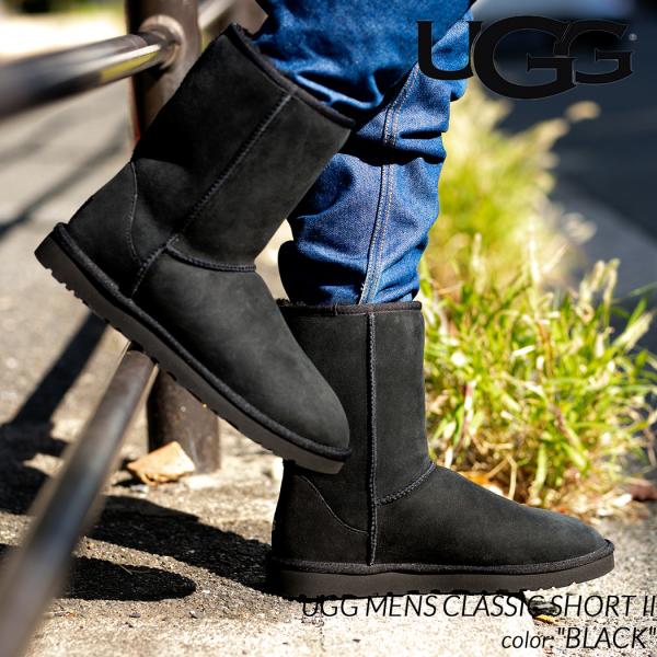 アグ クラシックショート II UGGムートンブーツレディース ブラック黒 25 UGG アグ ムートン ブーツ クラシック ショート 2 WOMENS