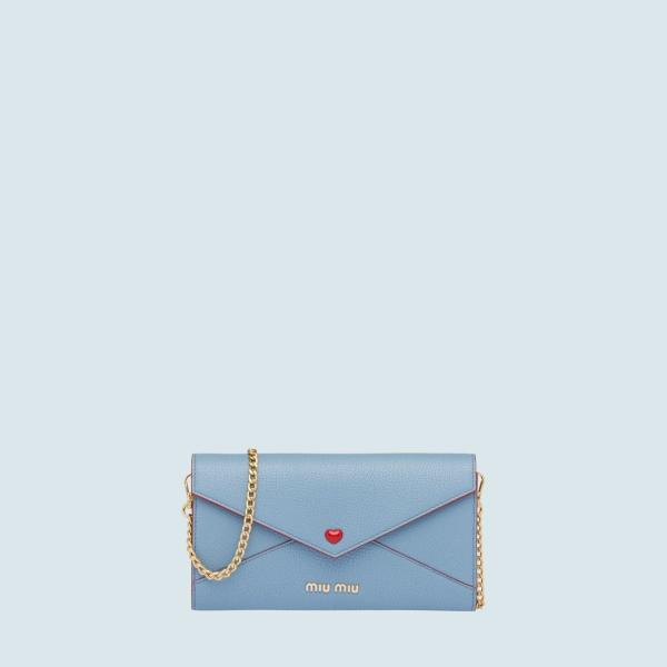ミュウミュウ Miu Miu ゴールド チェーンウォレット クルーズ ライトブルー レッド ゴールド ハート マドラス レザー レザー 5dh0602bc3f0637miumiu5dh0602bc3f0637 ブランドショップprecious