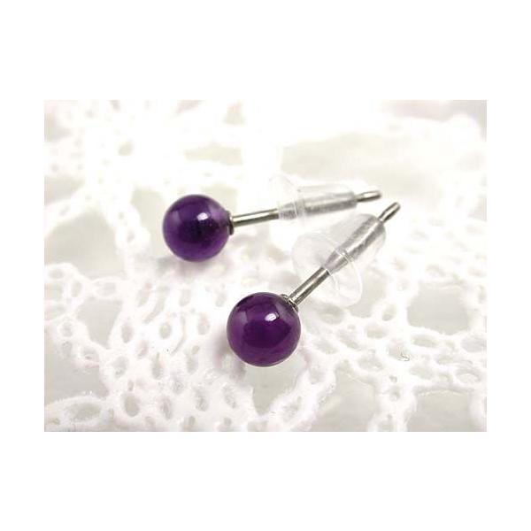 天然石 4mm ピアス 2月 アメジスト チタンポスト