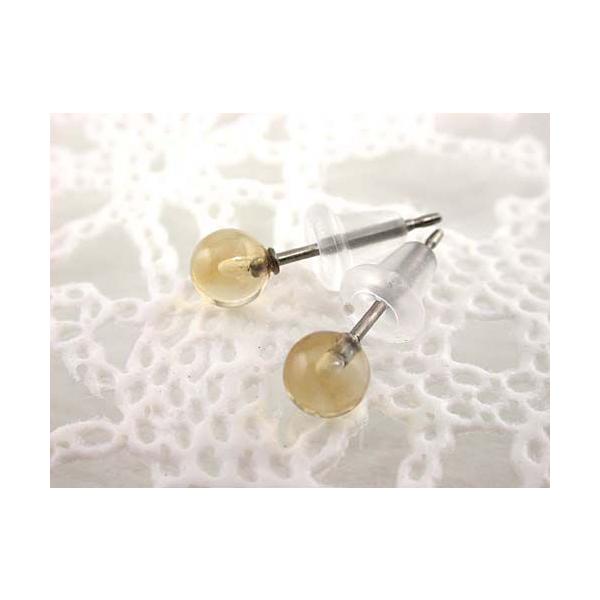 天然石 4mm ピアス 11月 シトリン チタンポスト
