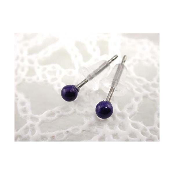 天然石 4mm ピアス 12月 ラピスラズリ / チタンポスト