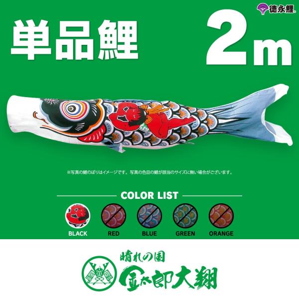 こいのぼり 単品 金太郎太翔 2m 単品鯉 黒 : 節句&ギフト専門店 ぷりふ