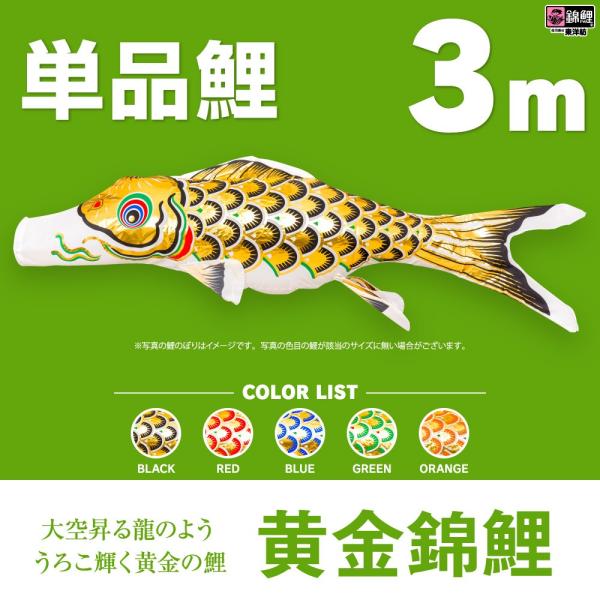 こいのぼり 単品 黄金錦鯉 3m 単品鯉
