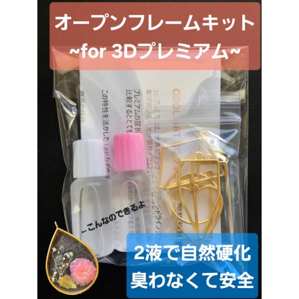 【3Dプレミアム使用／固まるハーバリウム制作キット】オープンフレームキット　７種フレーム　金A液10cc B液10cc作り方はとっても簡単☆花材を配置して流し込むだけで、透明度の高いハーバリウム作品が完成します。本キットには、当店オリジナル...
