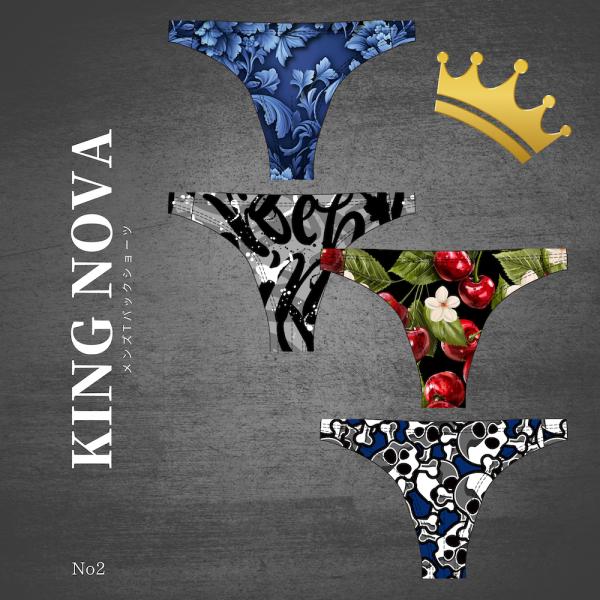 Tバック キングノバ KINGNOVA No.2 メンズ 肌着 人気 2025 新作 ボタニカル柄 チェリー柄 かっこいい かわいい おすすめ M L LL サイズ 男性 セクシー