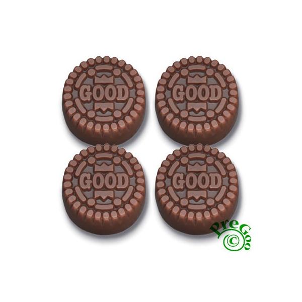 デコ・シリコンモールド／チビ・オレオタイプ・サンドクッキー　お菓子の型 ハンドメイド 完成サイズ/重さ(石鹸の場合)：3.5×3.5×1.6cm/14g×4製品サイズ：8.0×8.0×2.1cm※石鹸型、キャンドル型、チョコレート(チョコ型...