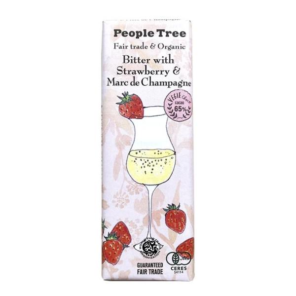 People Tree（ピープルツリー） チョコレート 有機ビターウィズストロベリー＆マール・ド・シャンパーニュ／40g 冬季限定