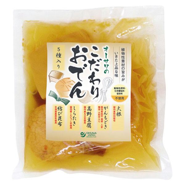 マクロビオティックおでん　温めるだけですぐおいしい　素材の旨みをいかした上品な味 ●天然の旨みをいかし、じっくりと煮込んだ●具材は大根、がんもどき、高野豆腐、しらたき、結び昆布の5種類●枝豆・蓮根・人参・椎茸・大和芋入りのオリジナルがんもど...