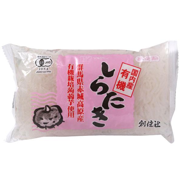 群馬県赤城高原で有機栽培された蒟蒻芋を100％使用し、有機認定の製造工場にて製造した有機しらたきです。■仕込みから出来上がりまで、まるまる一日かけて熟成、アク抜きをしています。■凝固剤（水酸化カルシウム）には北海道産のホタテからとれた貝カル...
