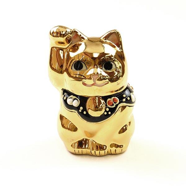 美品 アポロシン 招き猫 中 金（右） アポロシン招き猫 中 金（右）高さ約70×横48×奥行45（mm） : プレマ
