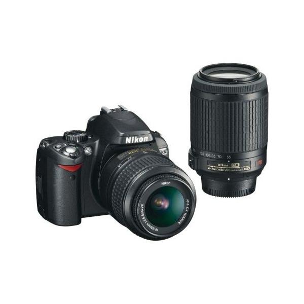 【美品】Nikon D60 ダブルズームキット 18-55VR 55-200VR ニコン（Nikon） 中古 1年保証 美品 Nikon D60 18-55mm VR 55-200mm