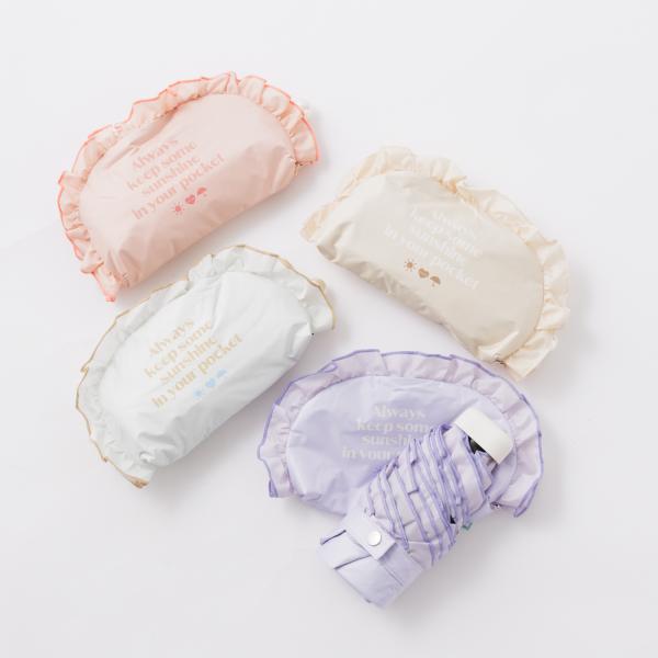 ビコーズ because 晴雨兼用 折りたたみ傘 日傘 PUフリリィ ミニ frilly Mini 完全遮光 遮光100 UVカット UPF50＋ レディース フリル ケース付き ポーチ 可愛い